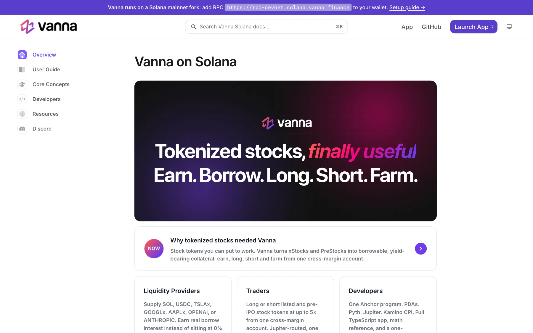 docs.solana.vanna.finance: tokenised stocks, finally useful
